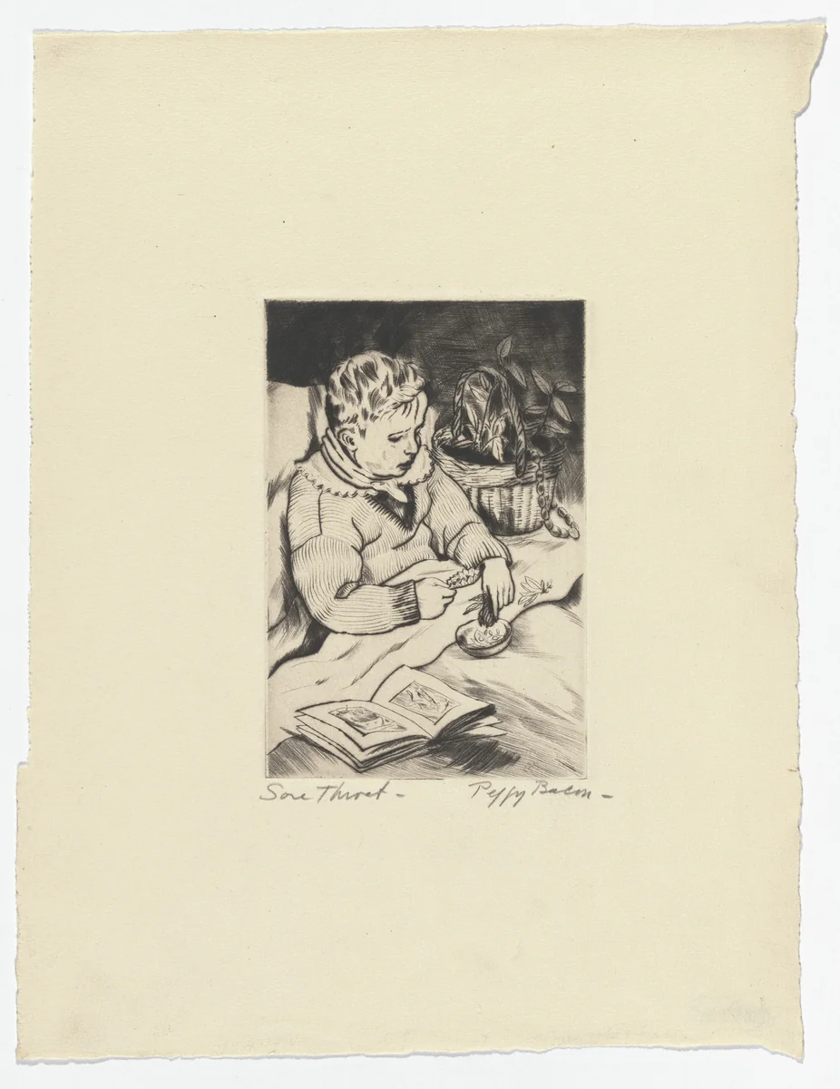Sore Throat by Peggy Bacon, print, 1926