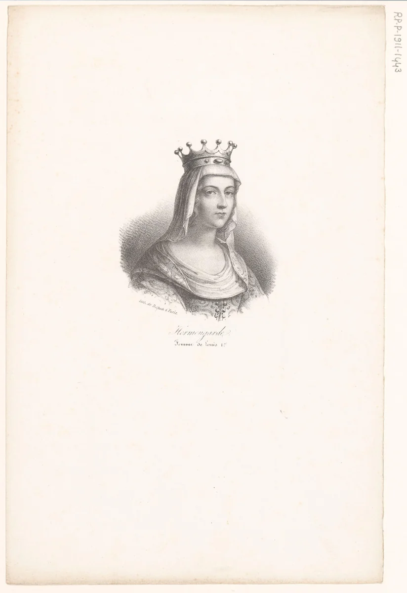 Portret van Ermengarde van Haspengouw by anonymous, print, 1818-1842
