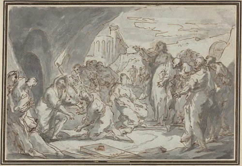 The Raising of Lazarus by Jean-Baptiste Van Loo, drawing, 1684-1745