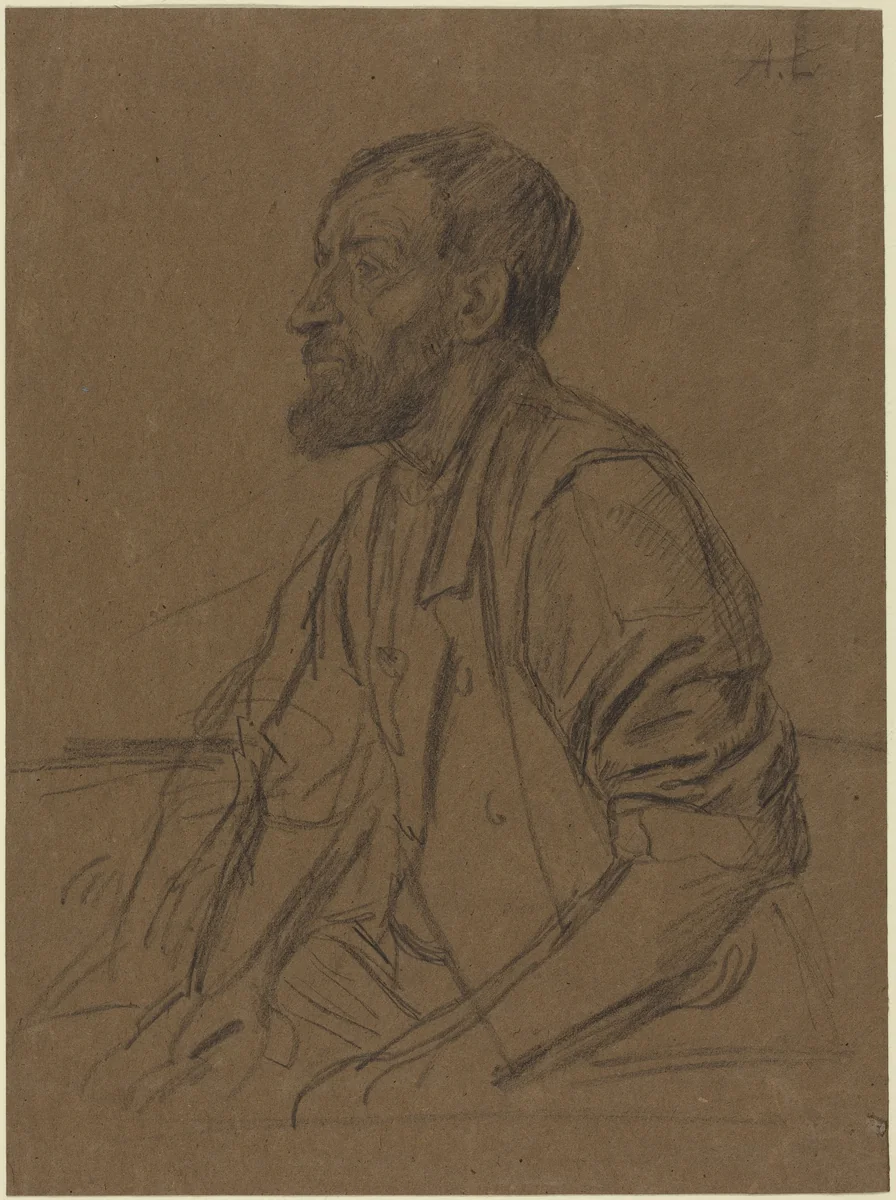 Study of a Workman by Alphonse Legros, drawing, 1837-1911
