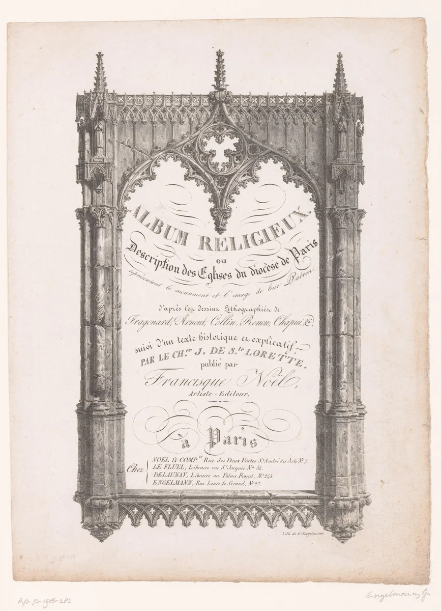 Titelprent voor: Kerken en hun patroonheiligen uit het bisdom Parijs by anonymous, print, 1824-1827