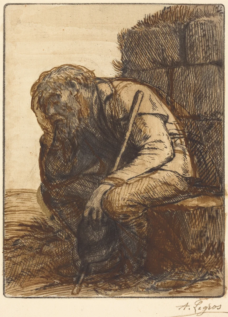 Desperate Man (Le desespere) by Alphonse Legros, print, 1837-1911