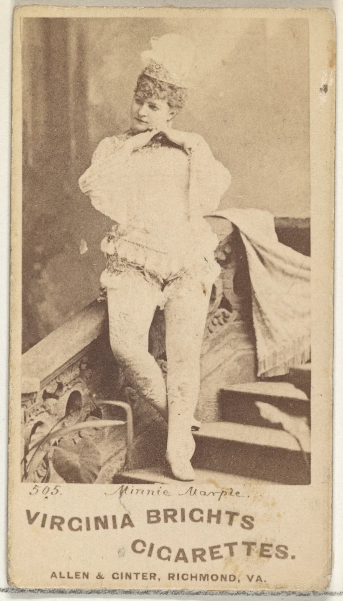 Card 505, Minnie Marple, from the Actors and Actresses series (N45, Type 1) for Virginia Brights Cigarettes by Allen & Ginter, photograph, 1885-1891