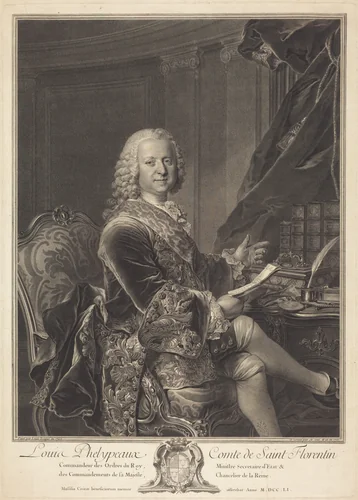 Louis Phelypeaux, comte de Saint Florentin by Johann Georg Wille, Louis Tocqué, print, 1761