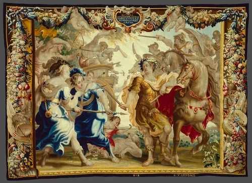 Caesar in the Gallic Wars from The Story of Caesar and Cleopatra by Justus van Egmont, textile, 1675-1685