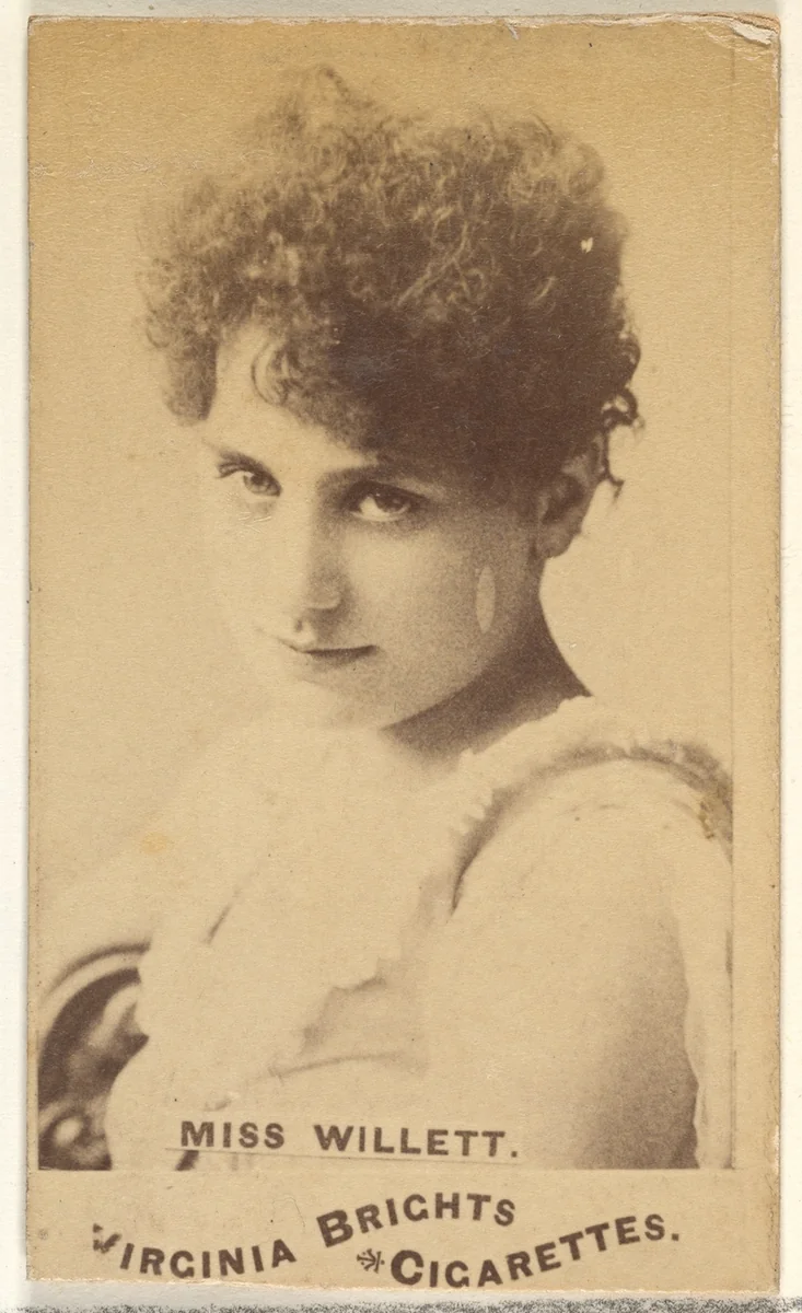 Miss Willett, from the Actors and Actresses series (N45, Type 1) for Virginia Brights Cigarettes by Allen & Ginter, photograph, 1885-1891