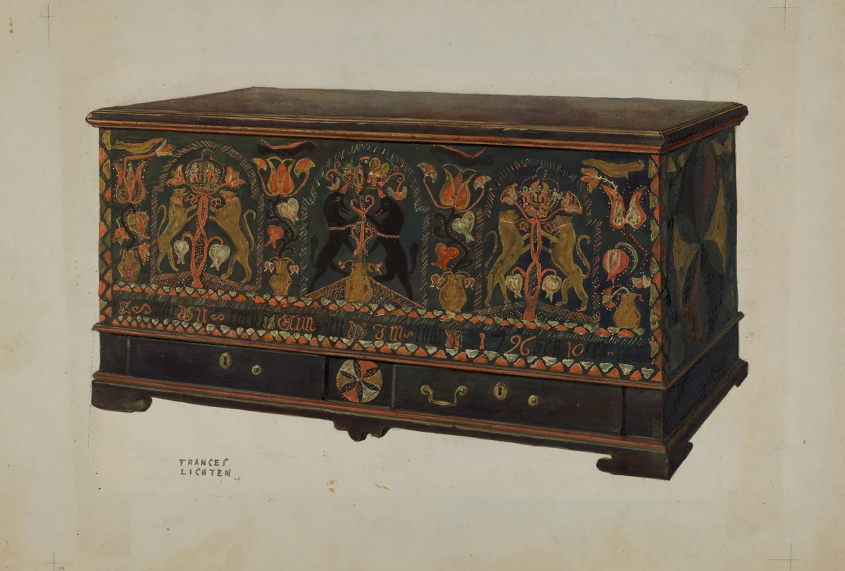 Pa. German Painted Chest by Frances Lichten, index of american design, 1938