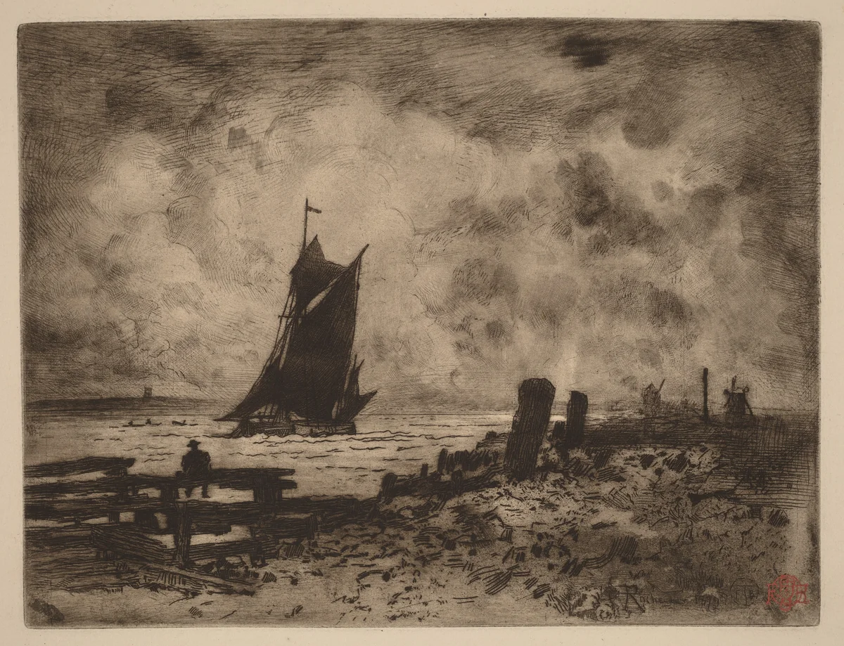 Marine: Souvenir of Medway by Félix-Hilaire Buhot, print, 1879
