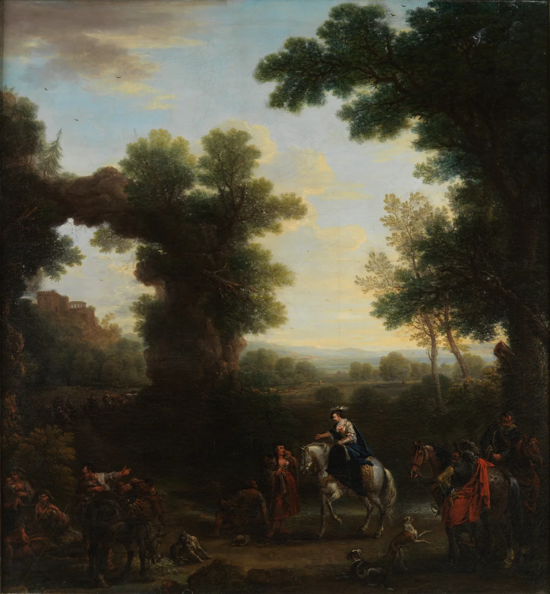 Classical Landscape with Roma Figures by John Wootton, painting, 1748