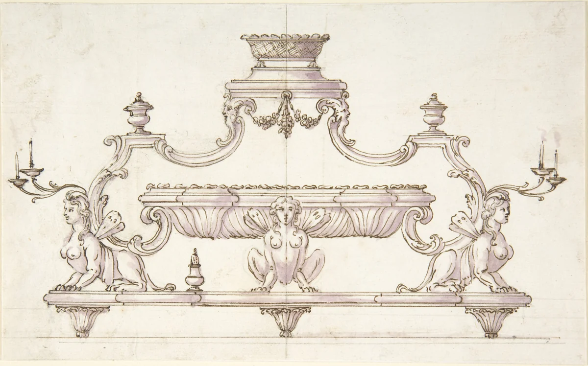 Design for a Centerpiece by anonymous, drawing, 1700-1800