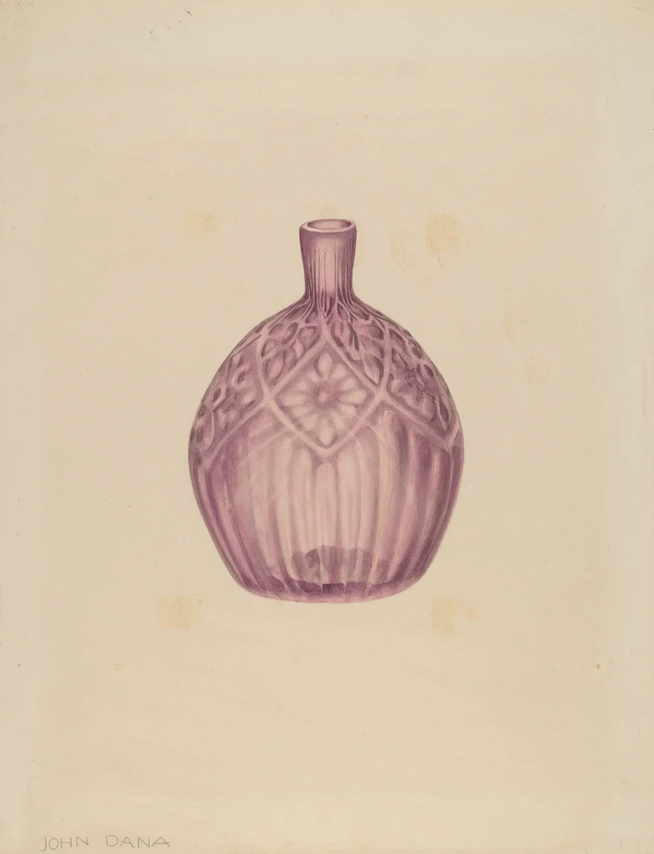 Glass Cologne Bottle by John Dana, index of american design, 1940