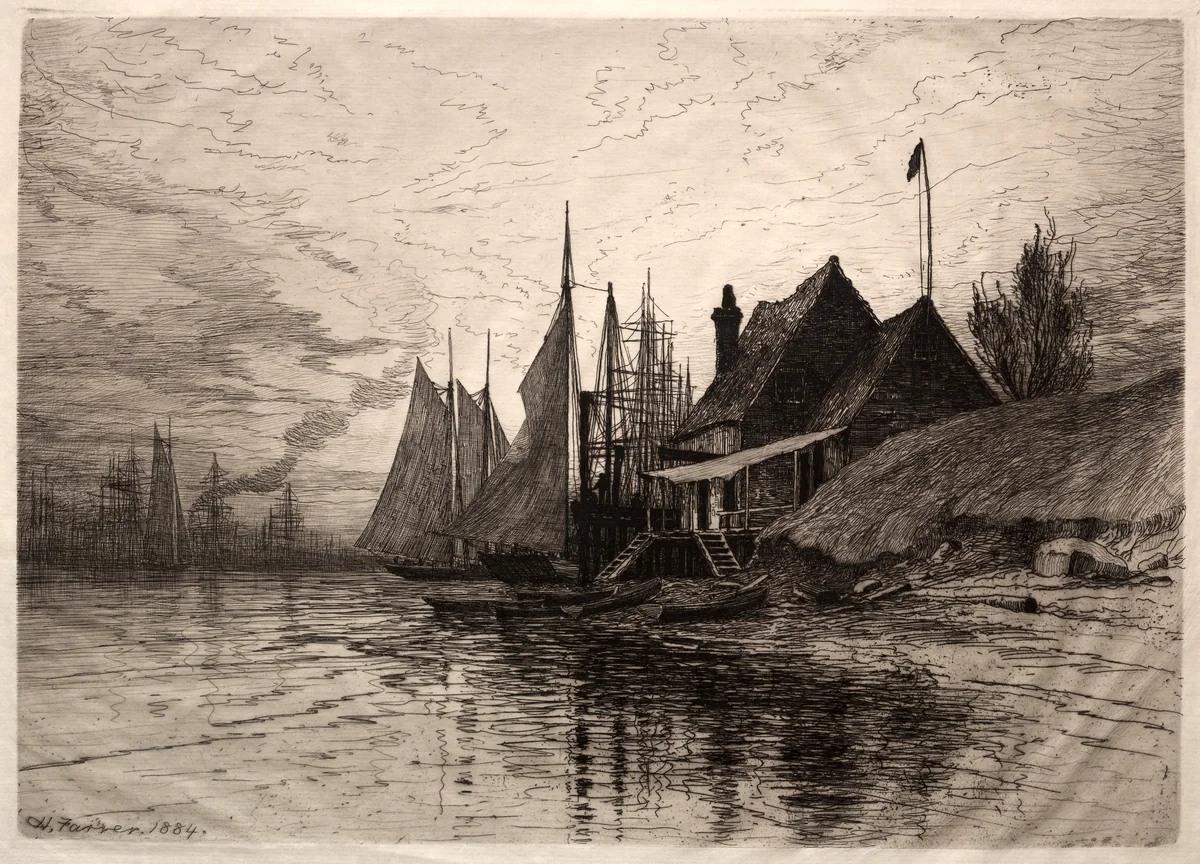 Evening, New York Harbor by Henry Farrer, print, 1884