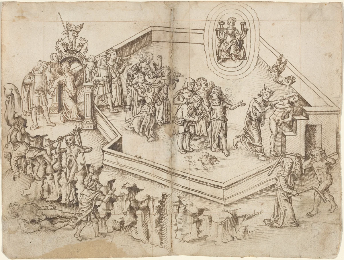 Allegory of the Life of a Scholar in a Rich Household [fol. 3 verso / 4 recto] by French 16th Century, drawing, 1512-1515