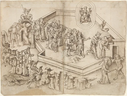 Allegory of the Life of a Scholar in a Rich Household [fol. 3 verso / 4 recto] by French 16th Century, drawing, 1512-1515