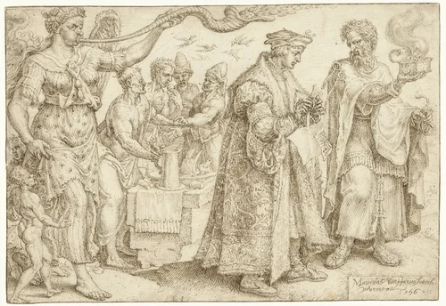 Optocht van Eer, Luister en Roem by Maarten van Heemskerck, drawing, 1560