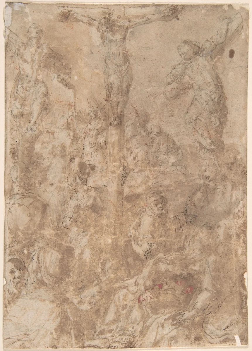 Crucifixion by anonymous, drawing, 1500-1600