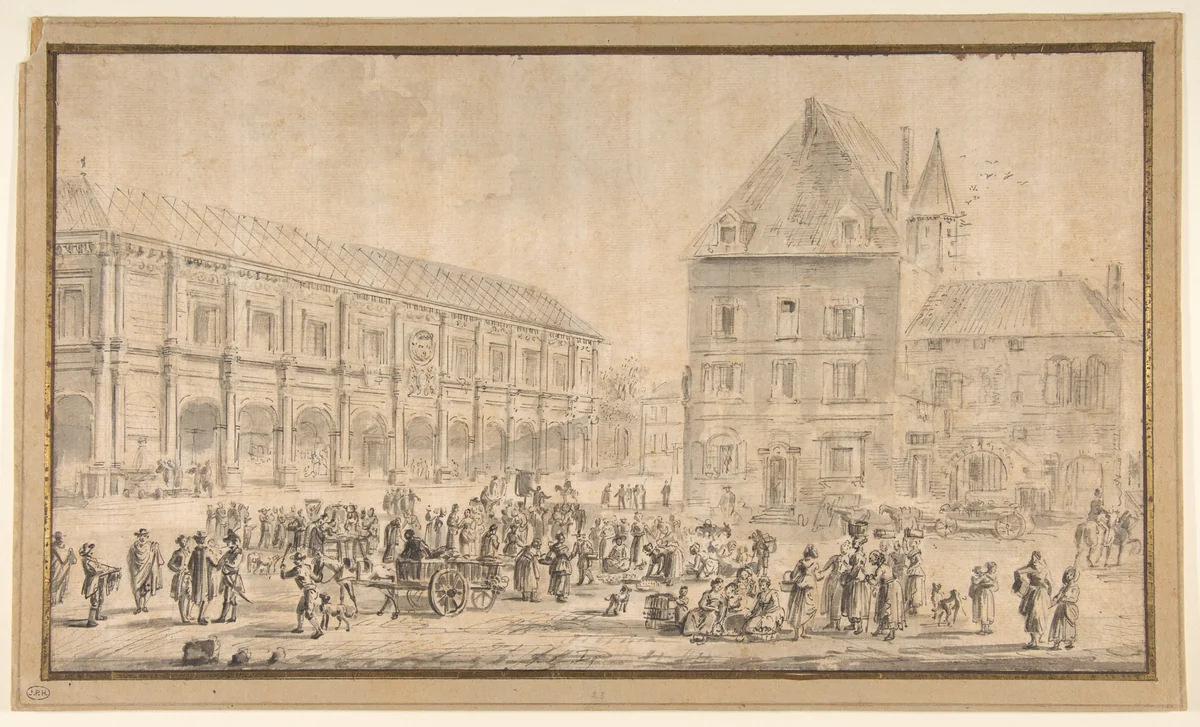 View of Gray by Jean Baptiste Lallemand, drawing, 1760-1830