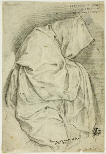 Draped with Hooded Figure (recto); Two Sketches of Swans in Water (verso) by Anthony van Dyck
Peter Paul Rubens, drawing, 1590-1700