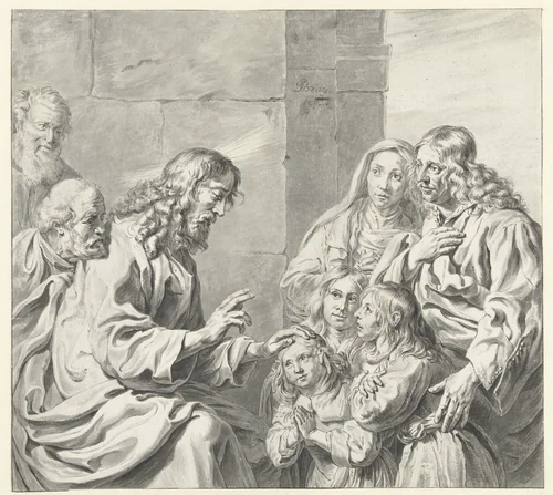 Laat de kinderen tot mij komen by anonymous, drawing, 1663-1800