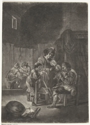 Muzikanten in een herberg by anonymous, print, 1650-1800