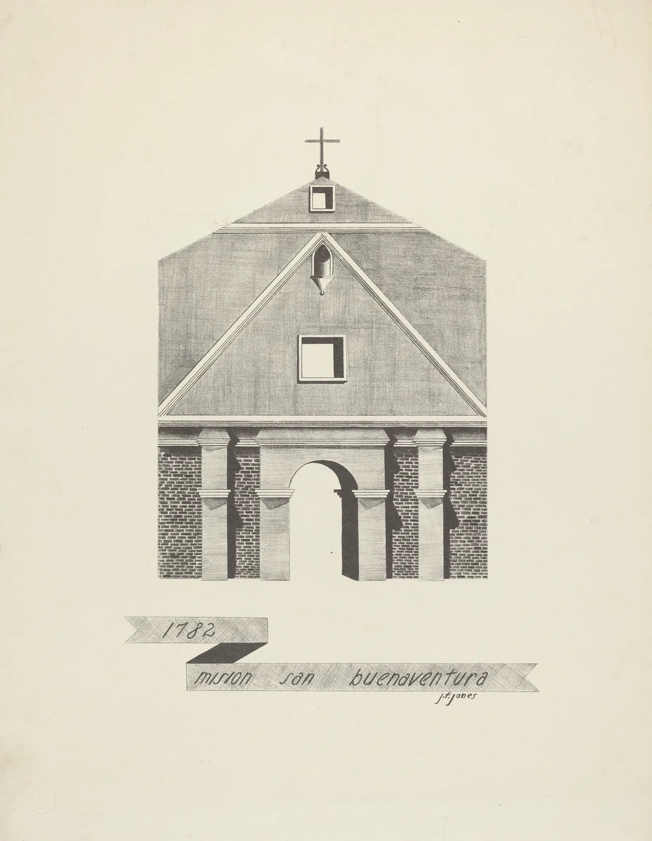 Mision San Buenaventura by James Jones, index of american design, 1935-1942