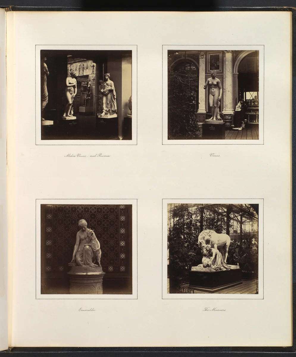 [Sculptures of the Medici Venus and Pomona, Venus, Esmeralda, and the Mourners] by Philip Henry Delamotte, photograph, 1857-1861
