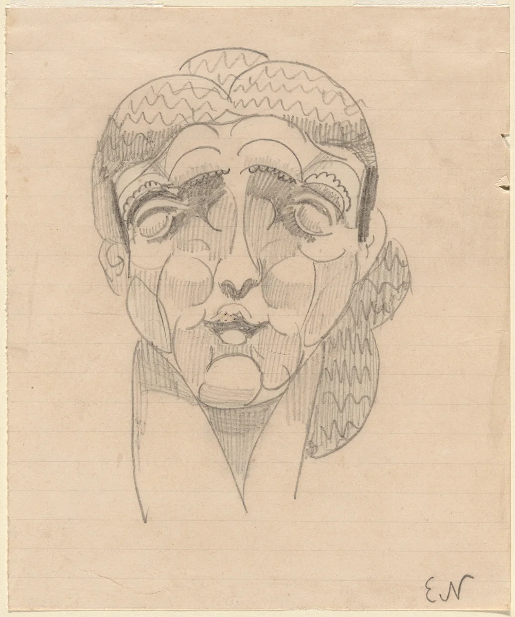 Head by Elie Nadelman, drawing, 1906