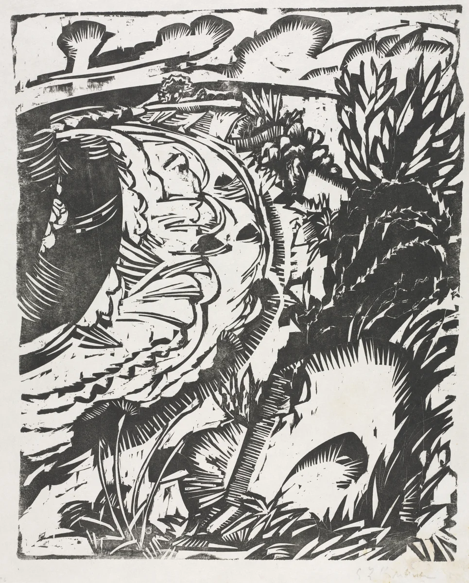 Dune Landscape with a Curving Bay by Ernst Ludwig Kirchner, print, 1913