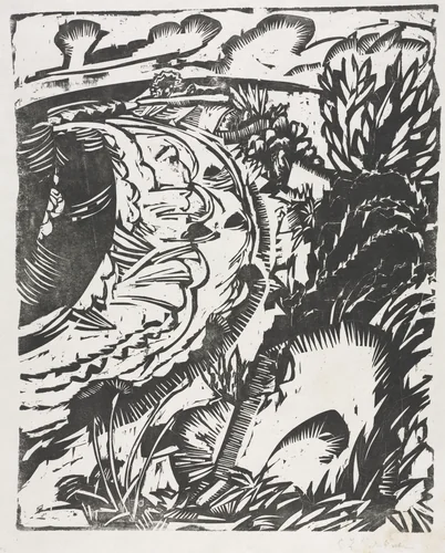 Dune Landscape with a Curving Bay by Ernst Ludwig Kirchner, print, 1913