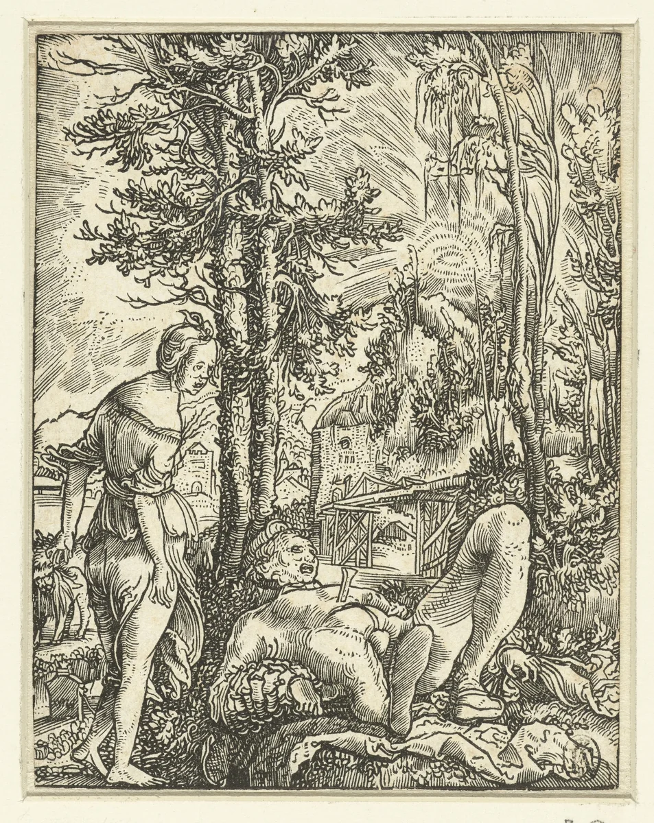 Pyramus en Thisbe by Unknown, print, 1500-1553