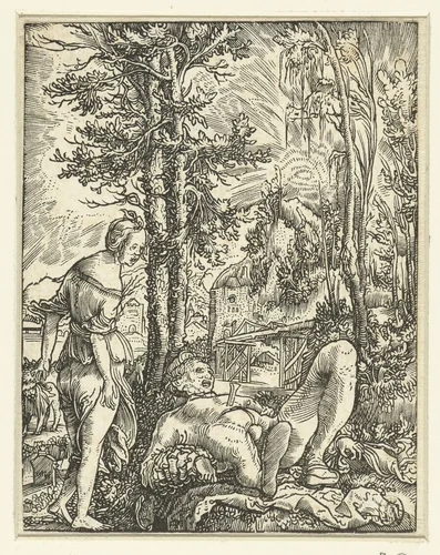 Pyramus en Thisbe by Unknown, print, 1500-1553