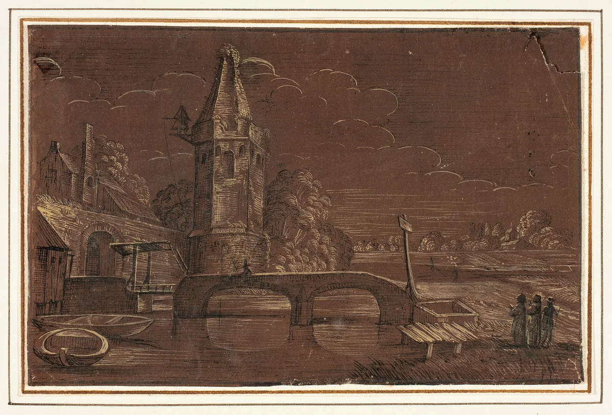 Christ on the Road to Emmaus by Jan van de Velde I, drawing, 1588-1650