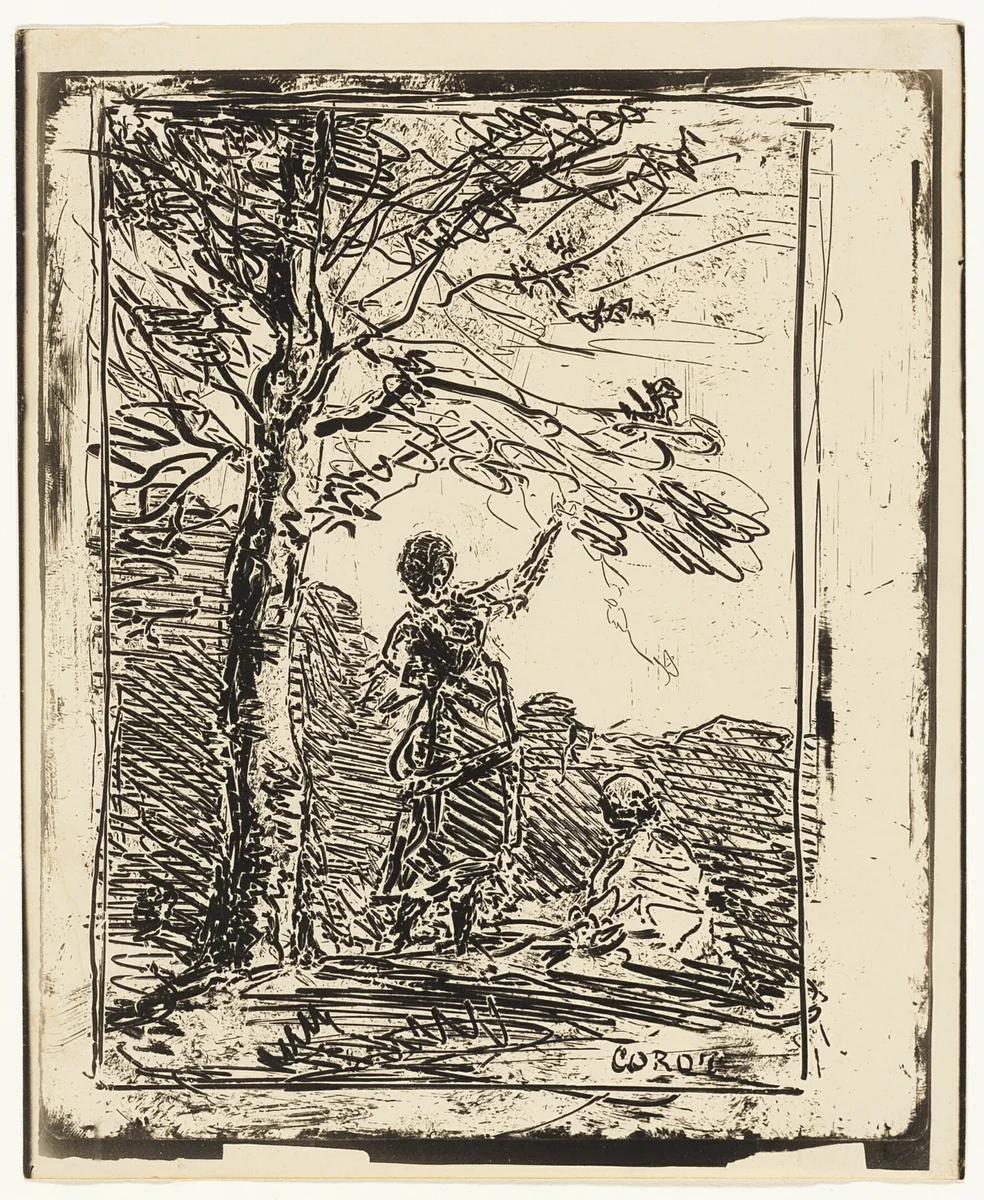 The Young Maiden and Death by Jean-Baptiste-Camille Corot, print, 1854