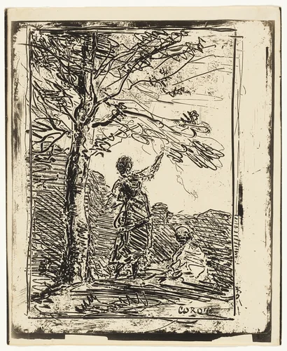 The Young Maiden and Death by Jean-Baptiste-Camille Corot, print, 1854