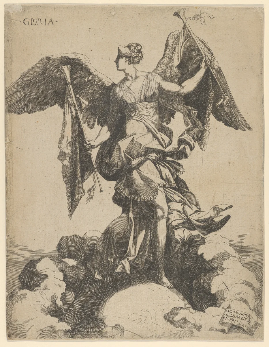 Fame by Domenico del Barbiere, print, 1540-1550