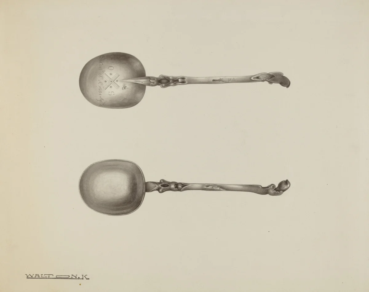 Silver Funeral Spoon by Kalamian Walton, index of american design, 1938