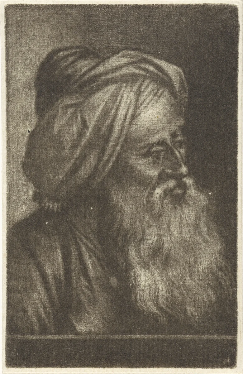 Buste van een man met tulband by Aert Schouman, print, 1746