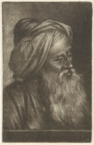 Buste van een man met tulband by Aert Schouman, print, 1746