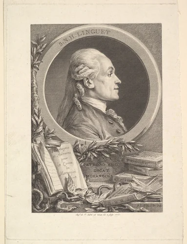 Portrait of Simon-Nicolas-Henri Linguet by Augustin de Saint-Aubin, print, 1773