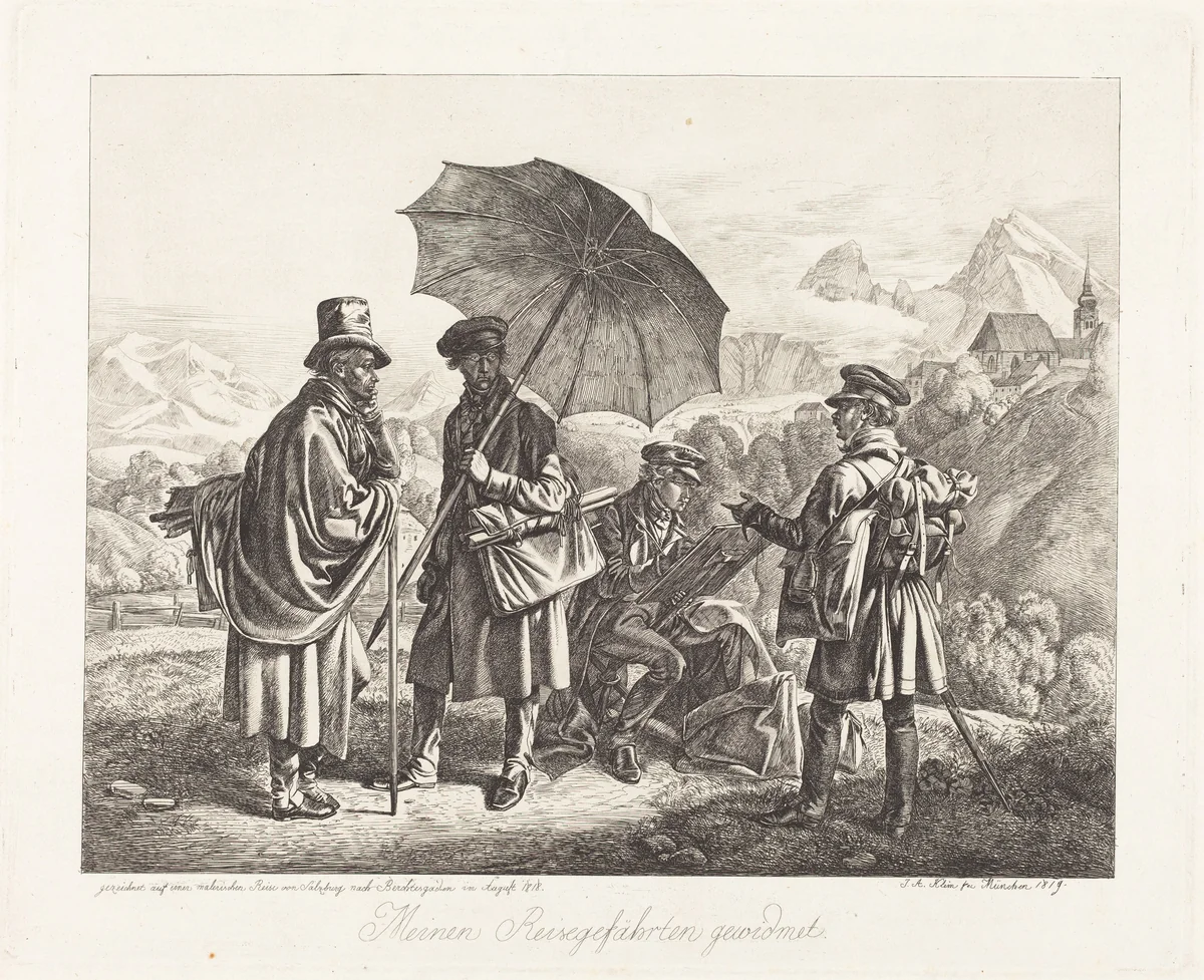 Painters on Their Travels (Die Maler auf der Reise) by Johann Adam Klein, print, 1819