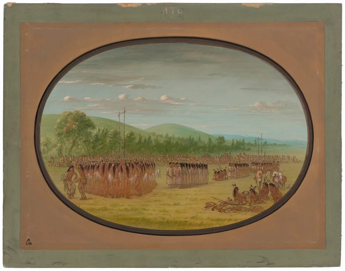 Ball-Play Dance - Choctaw by George Catlin, painting, 1861-1869