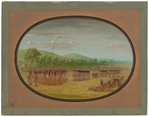 Ball-Play Dance - Choctaw by George Catlin, painting, 1861-1869