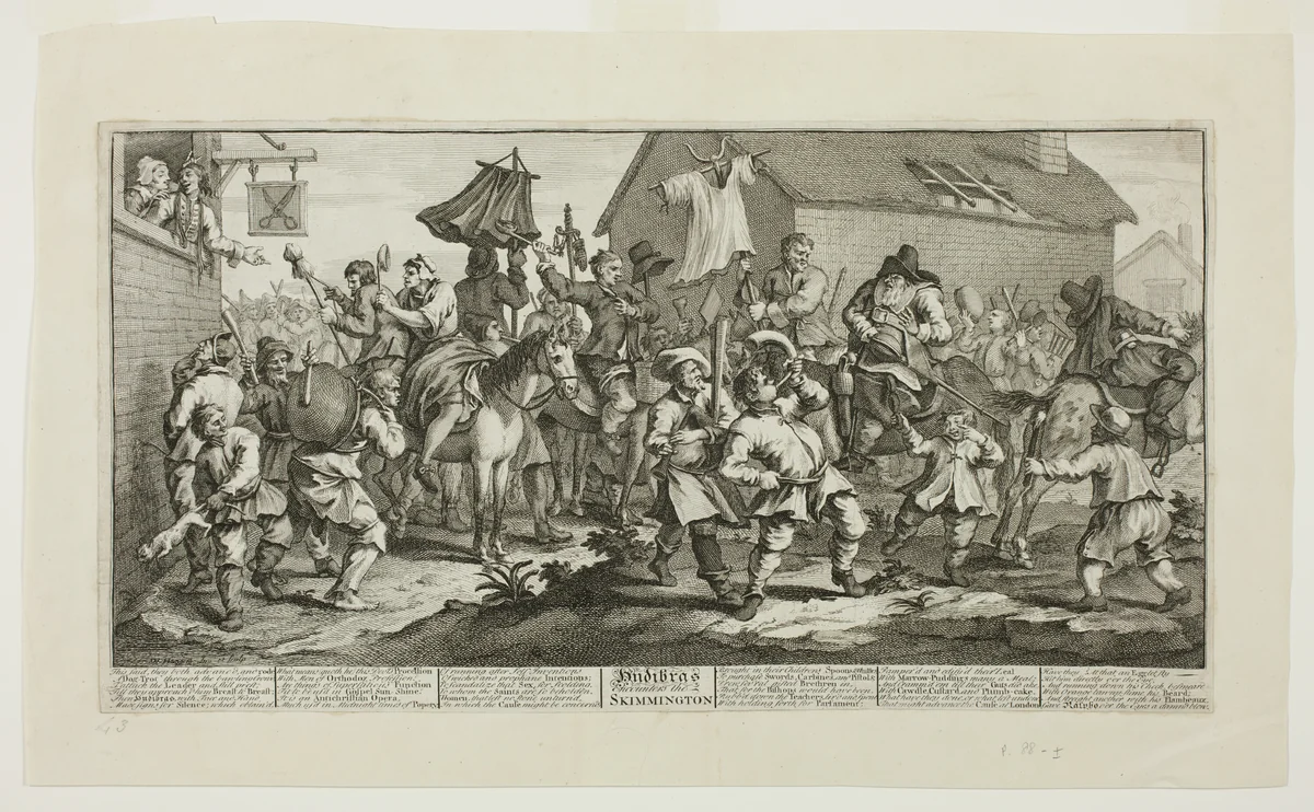Hudibras and the Skimmington, plate seven from Hudibras by William Hogarth, print, 1725-1726