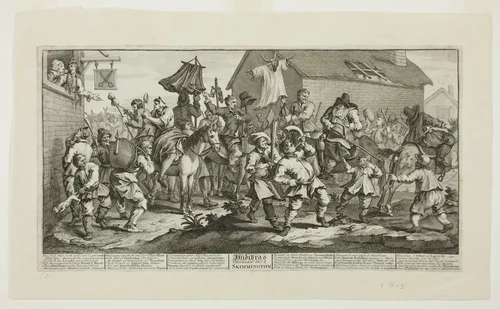 Hudibras and the Skimmington, plate seven from Hudibras by William Hogarth, print, 1725-1726