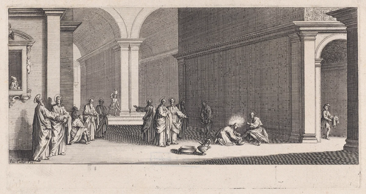 Le Lavement des Pieds (The Washing of the Feet), from "La Grande Passion" (The Large Passion) by Jacques Callot, print, 1618-1630