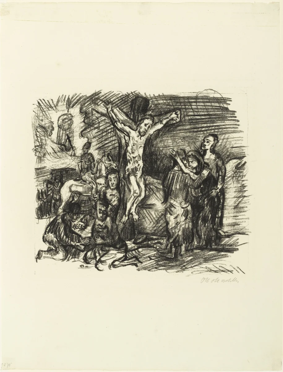 The Crucifixion (Christus am Kreuz) from the series The Passion (Die Passion) by Oskar Kokoschka, print, 1916