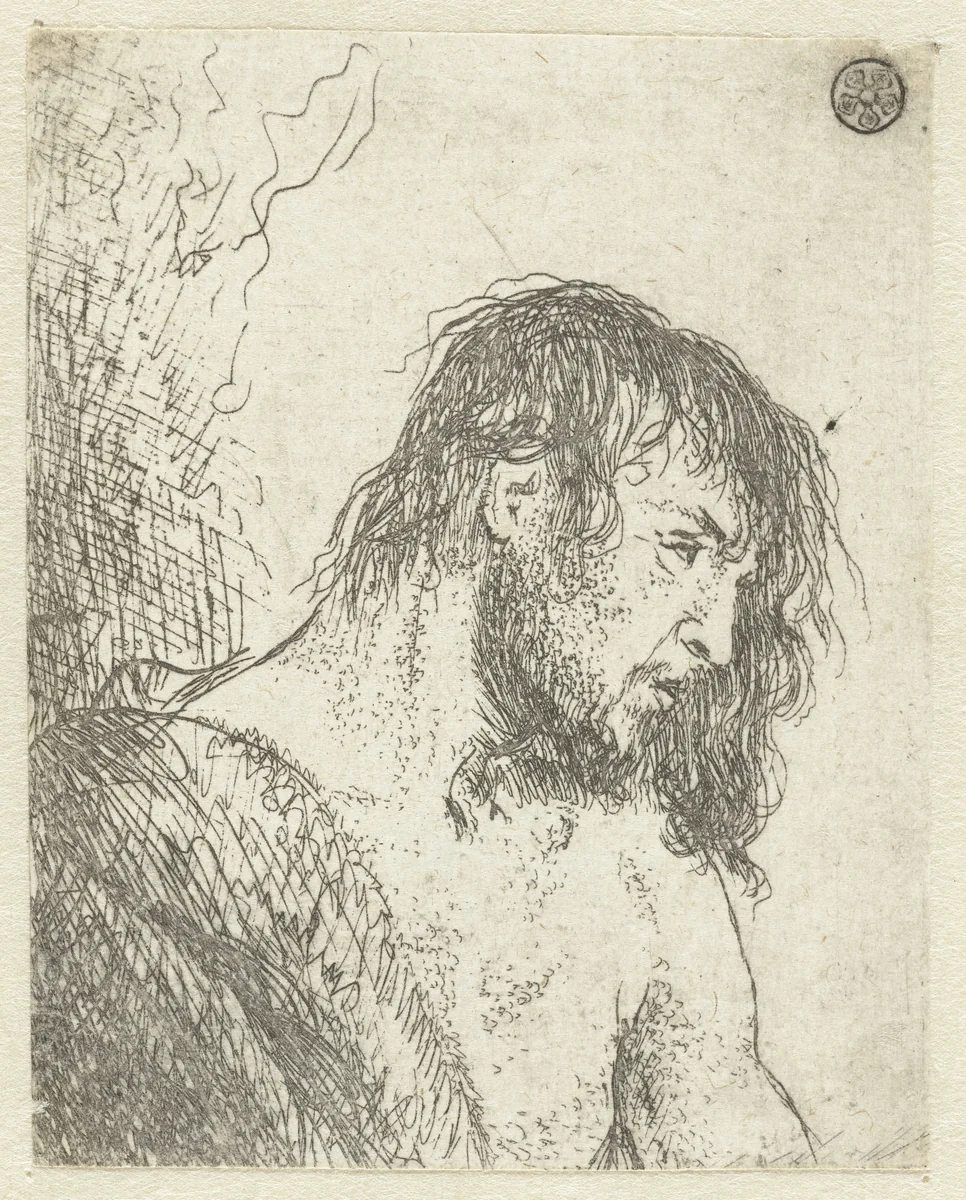 Buste van een naakte man by Jan Lievens, print, 1625-1674