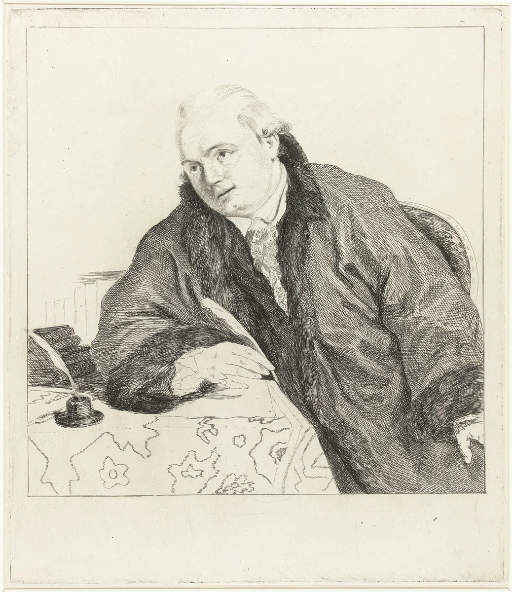 Portret van de componist en etser Johan Antoni Kauclitz Colizzi by Louis Bernard Coclers, print, 1777-1808