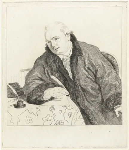 Portret van de componist en etser Johan Antoni Kauclitz Colizzi by Louis Bernard Coclers, print, 1777-1808