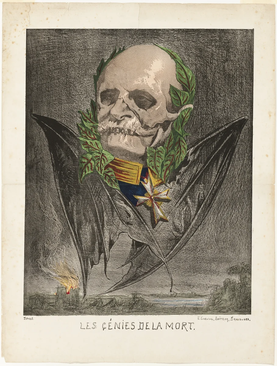 Wilhelm I, King of Prussia, from Les Génies de la Mort by Edmond Guilliaume, print, 1870